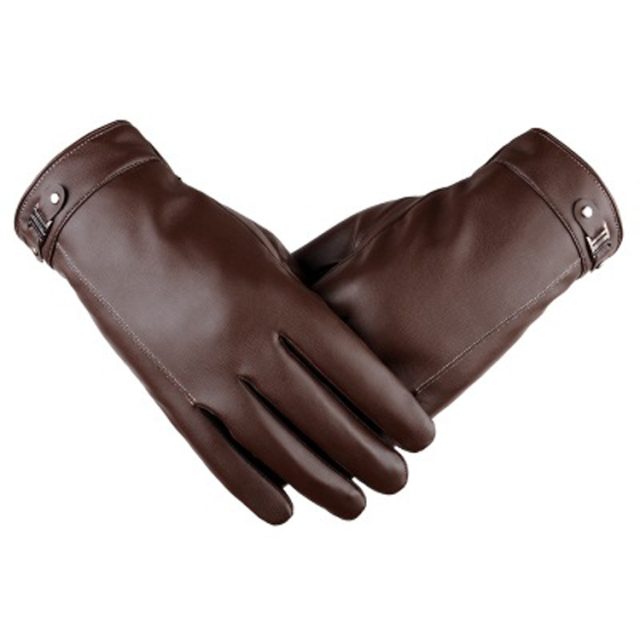 Adjustable men’s wind-proof leather gloves (3)