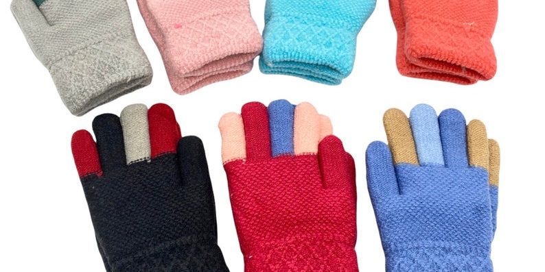 Fleece winter kids warm leather glove (3)