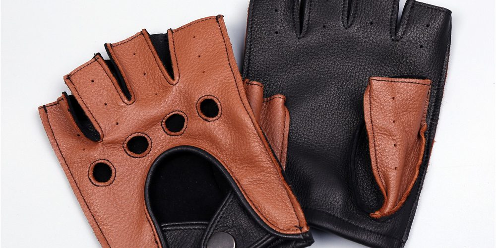 Genuine sheep skin fingerless leather gloves (2)