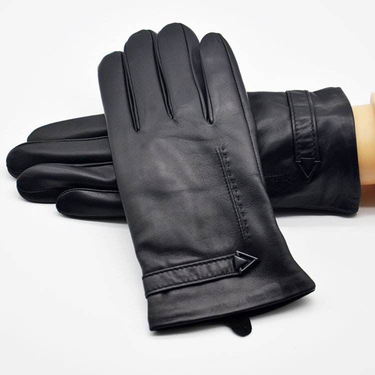 Genuine sheepskin winter men leather gloves