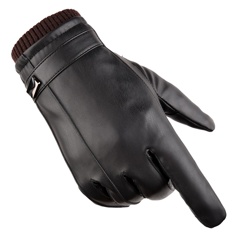 Waterproof windproof thickening men's leather gloves