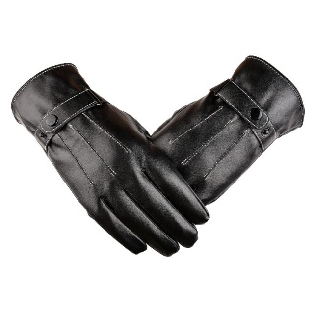 Wholesale warm winter pu men’s leather gloves (2)