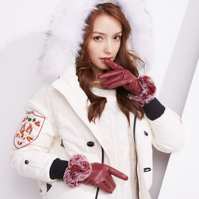 Wholesales high quality thick women leather glove (4)